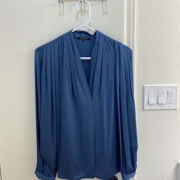 Kobi Halperin silk-blend pleated blouse, XS, dusty blue - Picture 4 of 6